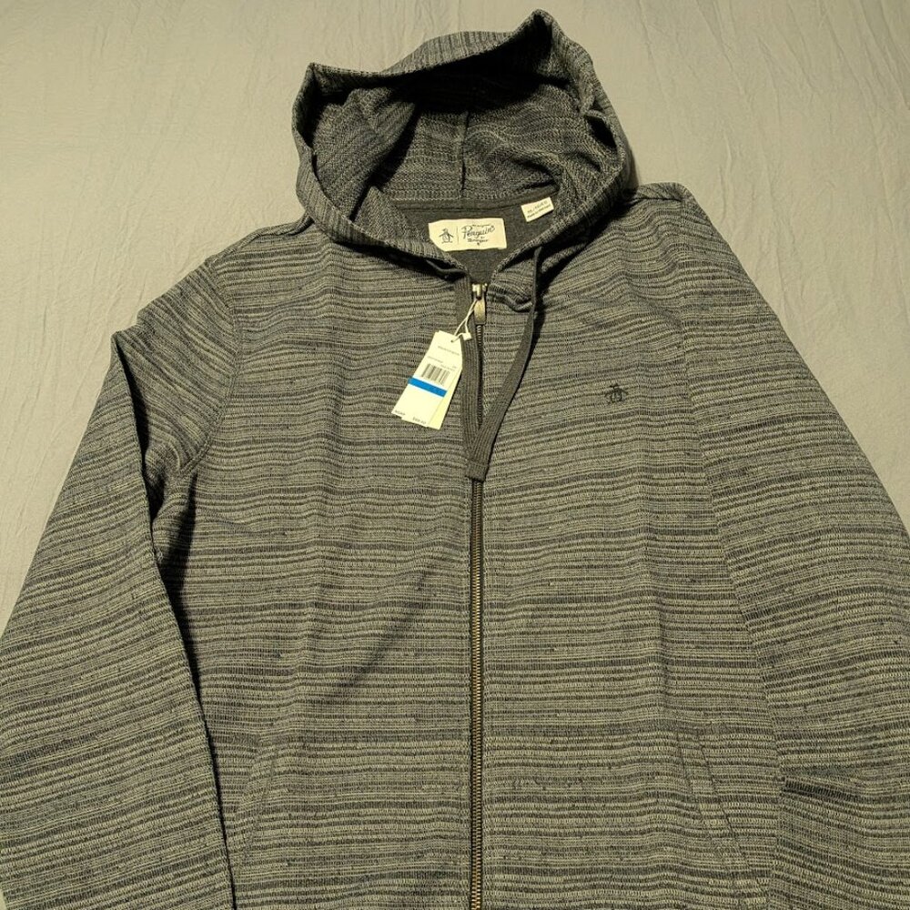 NEW Original Penguin Space Dye Heavyweight Full Zip Hoodie X-Large Men's